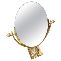 Vintage Oval Brass Vanity Mirror by Charles Hollis Jones