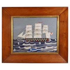 Vintage British Sailor's Woolwork of British Royal Navy Ship