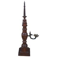 Vintage Old World Wood Turned Baluster Candelabra Candlestick Floor Table Lamp