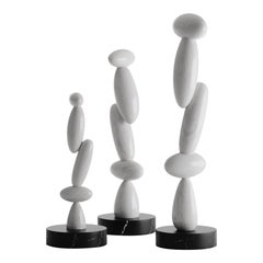 Ivory Elegance Black and White Marble Totem