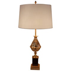Stunning Nickel and Bronze Table Lamp by Maison Charles