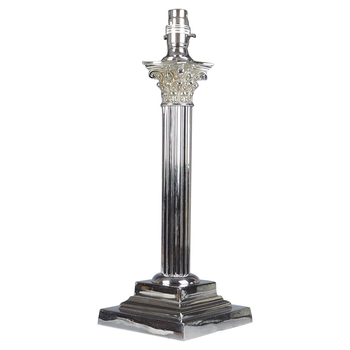 Antique Chrome Plated Corinthian Table Lamp For Sale