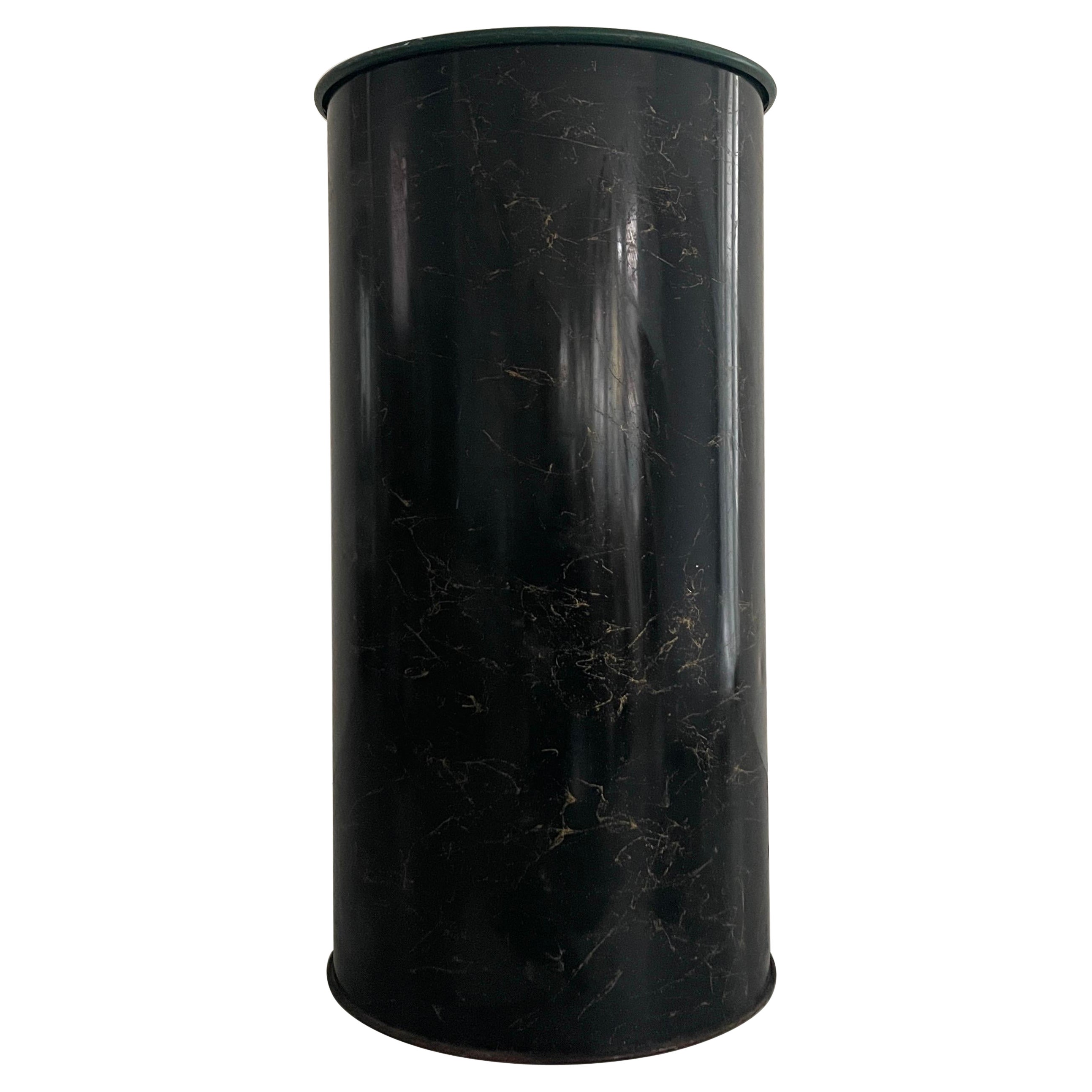 Worn Black and Green Metal Cylinder Shape Umbrella Holder, !960s, Italy