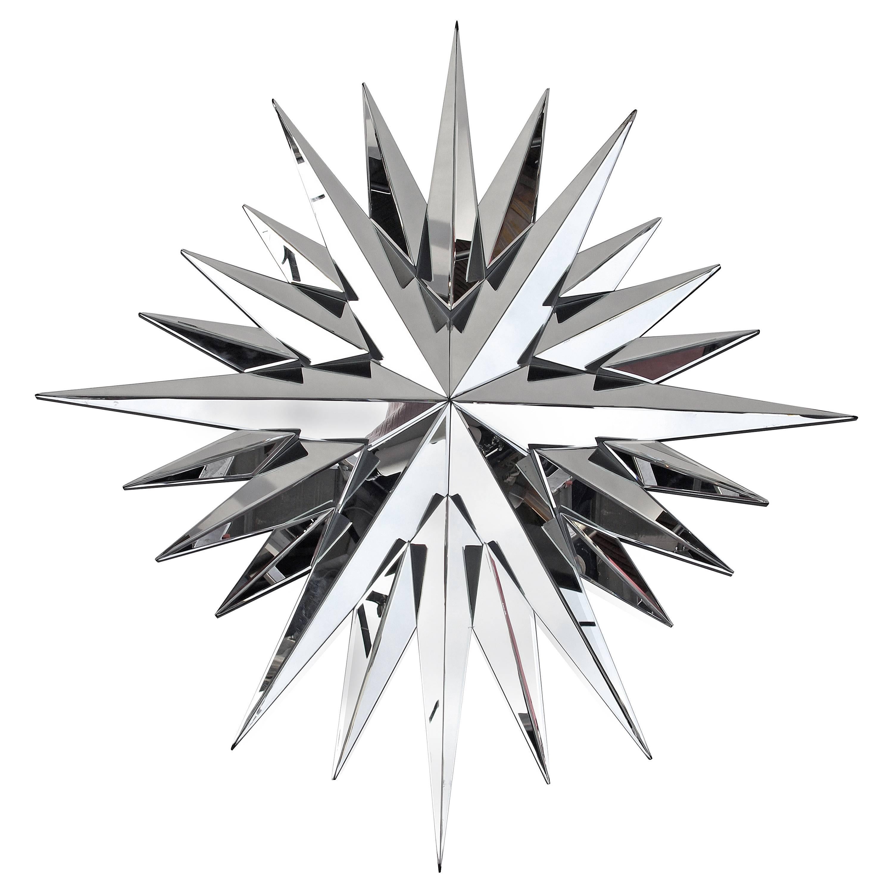 Faceted star-shaped mirror, contemporary work