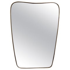 Vintage Wall Mirror Brass Attributable to Gio Ponti Midcentury Modern Italian Design 50s