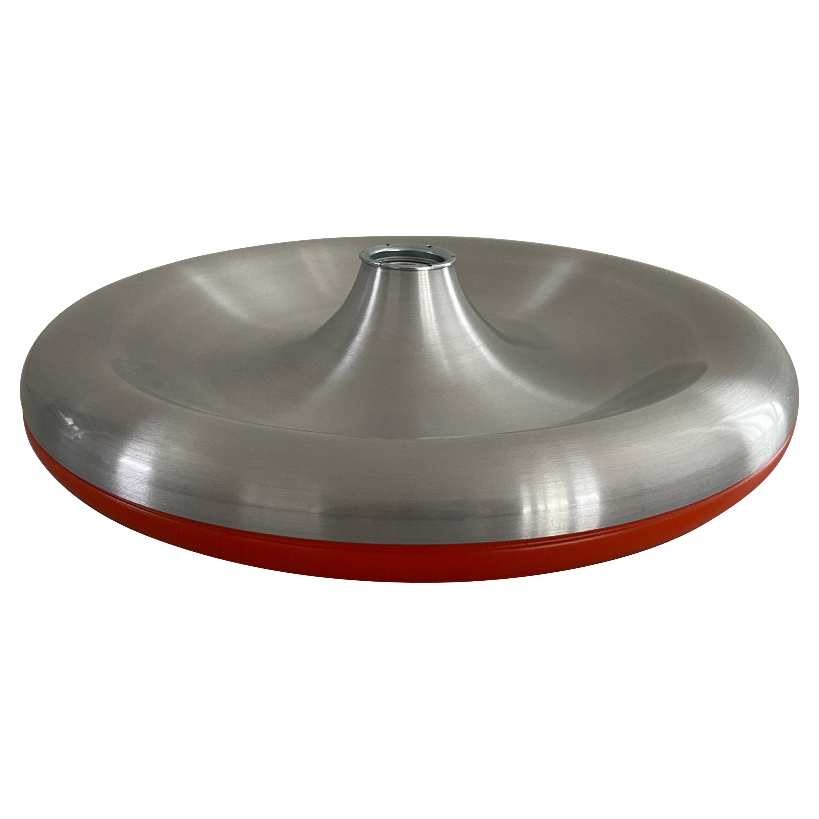 Metallic Grey and Orange Space Age Flush Mount Ceiling Lamp, 1970s, Germany For Sale