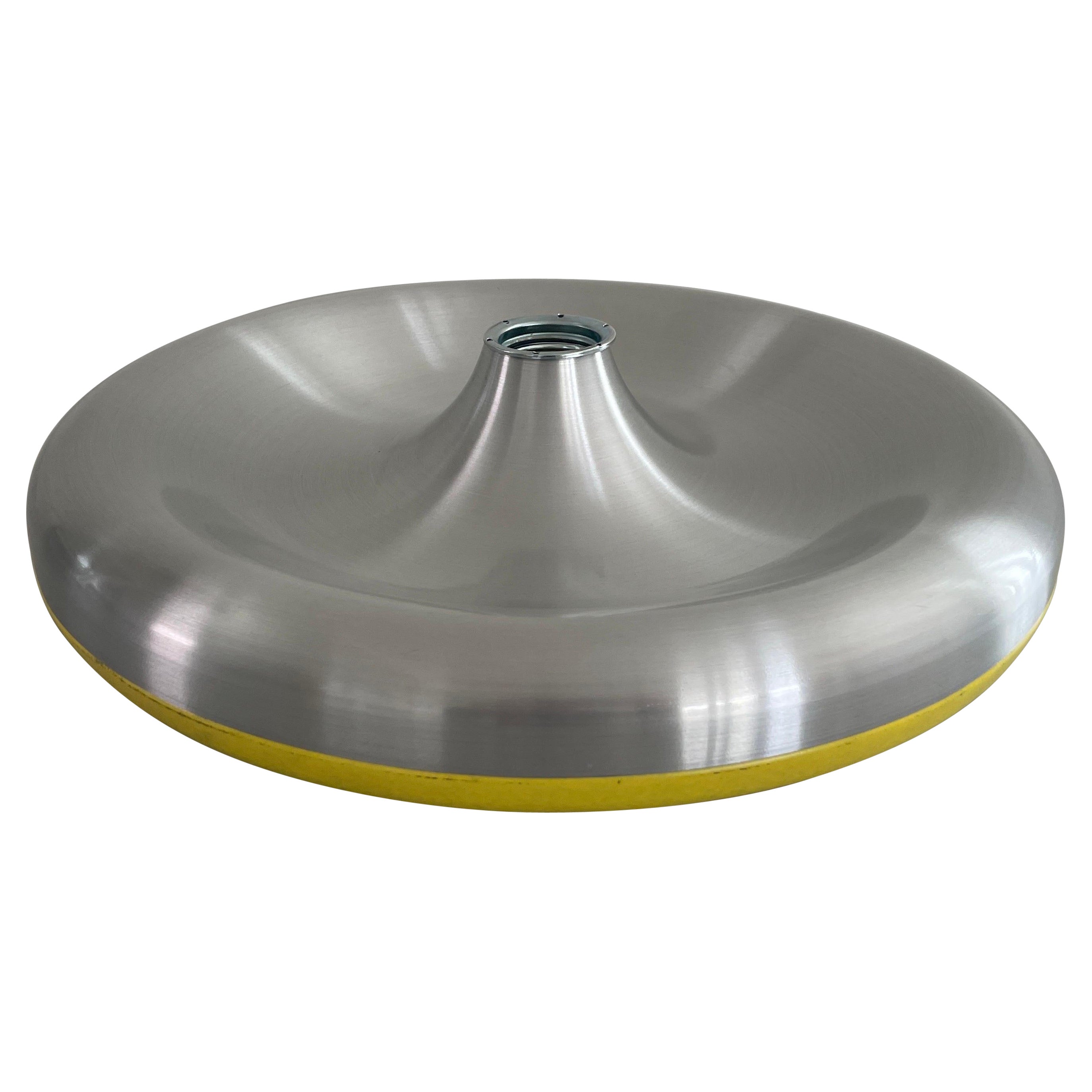 Metallic Grey and Yellow Space Age Flush Mount Ceiling Lamp, 1970s, Germany For Sale