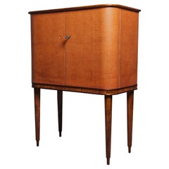 Scandinavian modern mahogany and leather bar cabinet, Sweden, 1950s