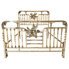 Used Brass Bed Italian Art Nouveau Period Bronze Eros