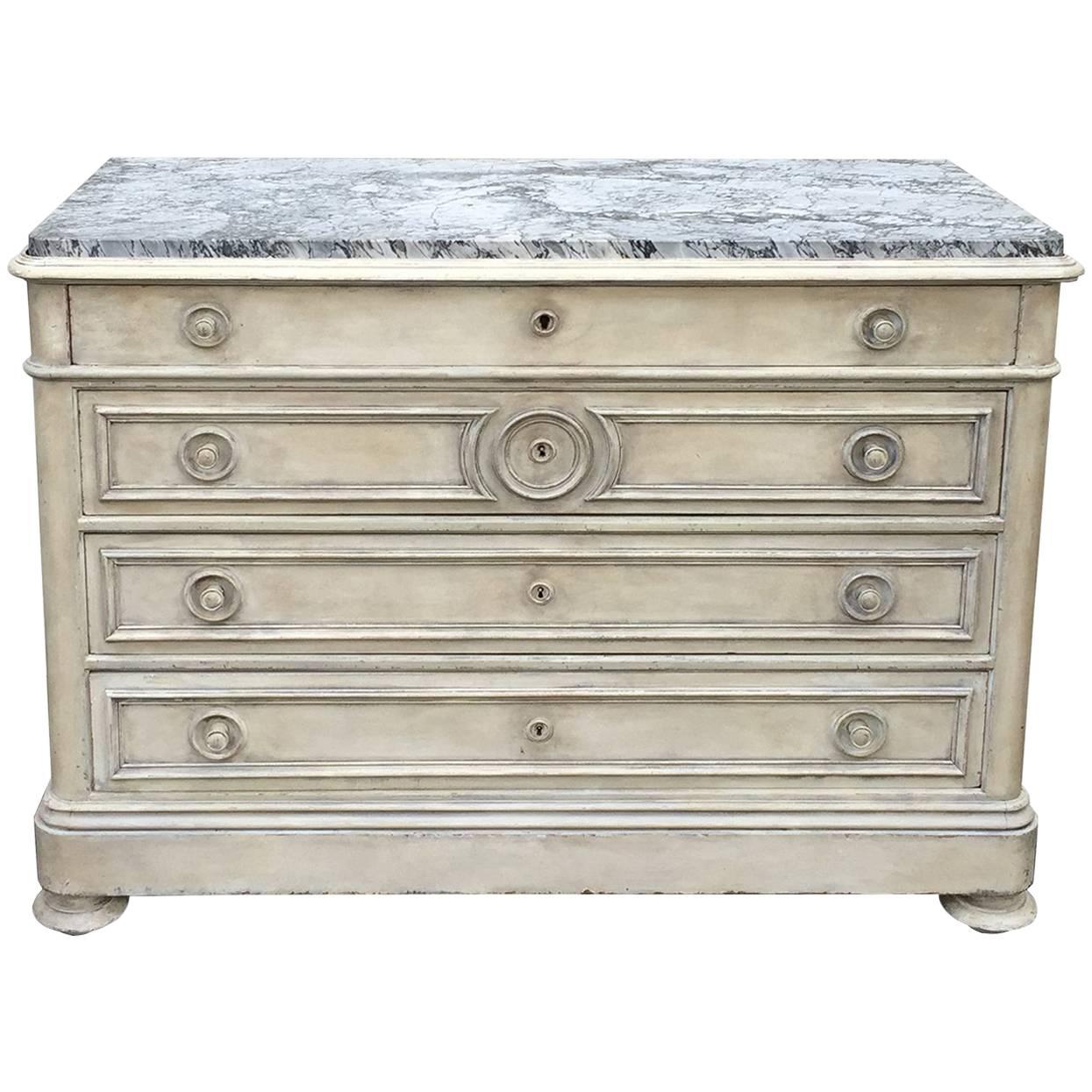 19th Century Louis Philippe French Marble-Top Chest in Custom Finish