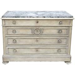 19th Century Louis Philippe French Marble-Top Chest in Custom Finish