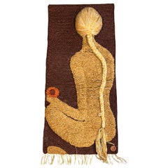 Vintage Nude Woman Textile Artwork by Don Freedman