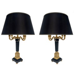 Laudarte SRL Italy Gilt Bronze Candelabra Marble Table Lamps, Pair