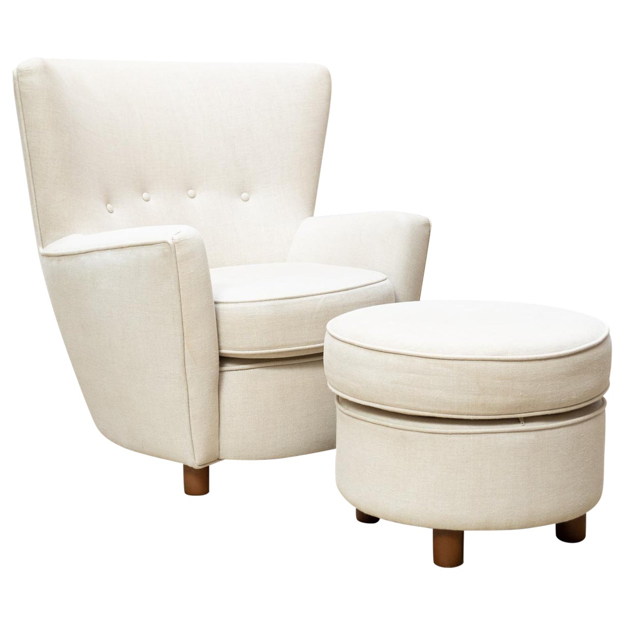 Antoni de Moragas Armchair and Footstool by Santa & Cole For Sale