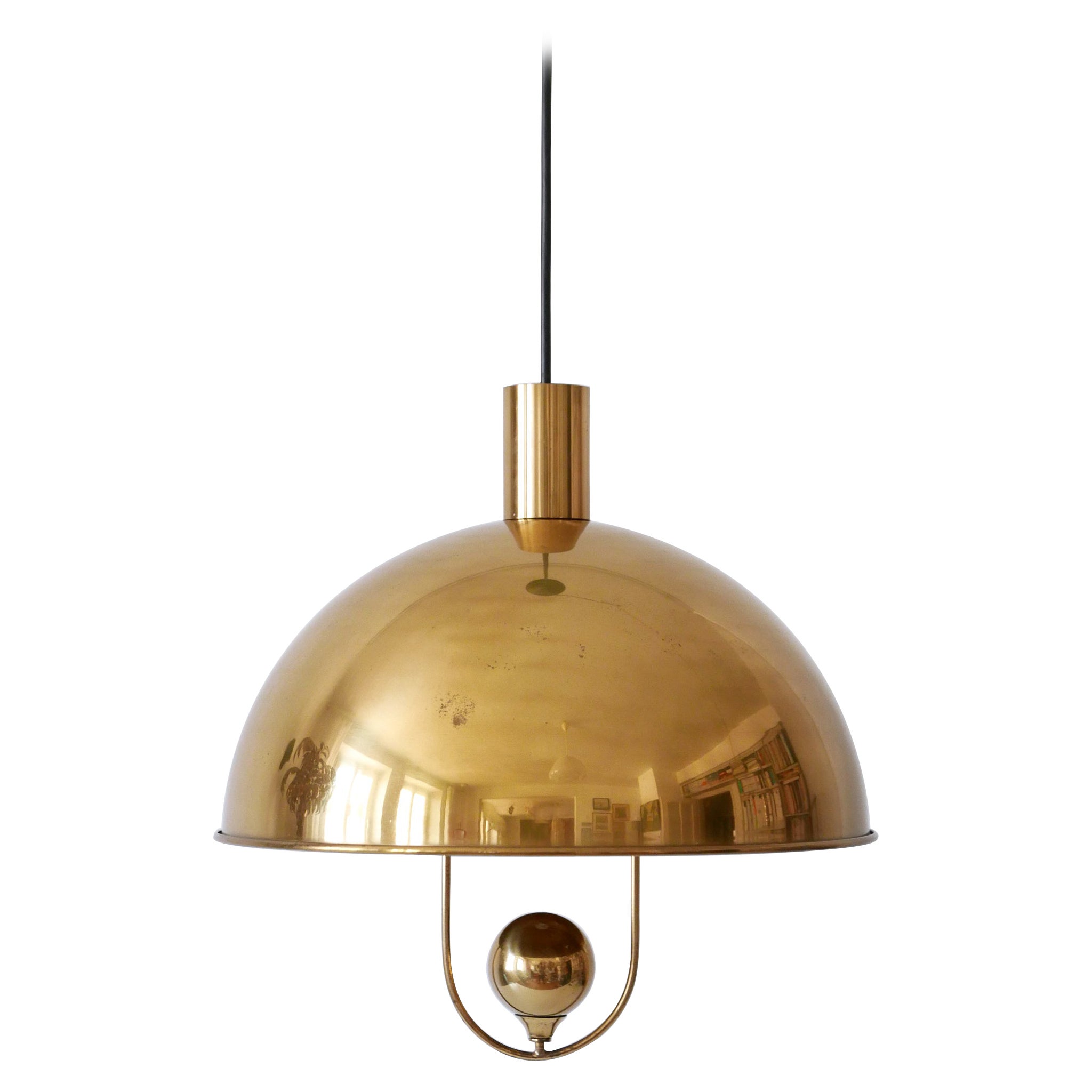 Elegant Mid-Century Modern Brass Pendant Lamp by Florian Schulz Germany 1970s