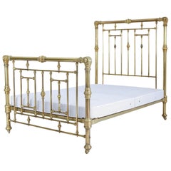 Antique American 19th century ornate brass double bed