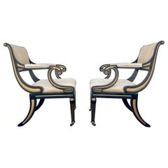 Retro Pair of Baker Furniture Neoclassical Armchairs 