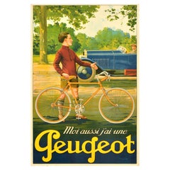 Affiche publicitaire originale vintage « I Also Have Peugeot Cycles France »