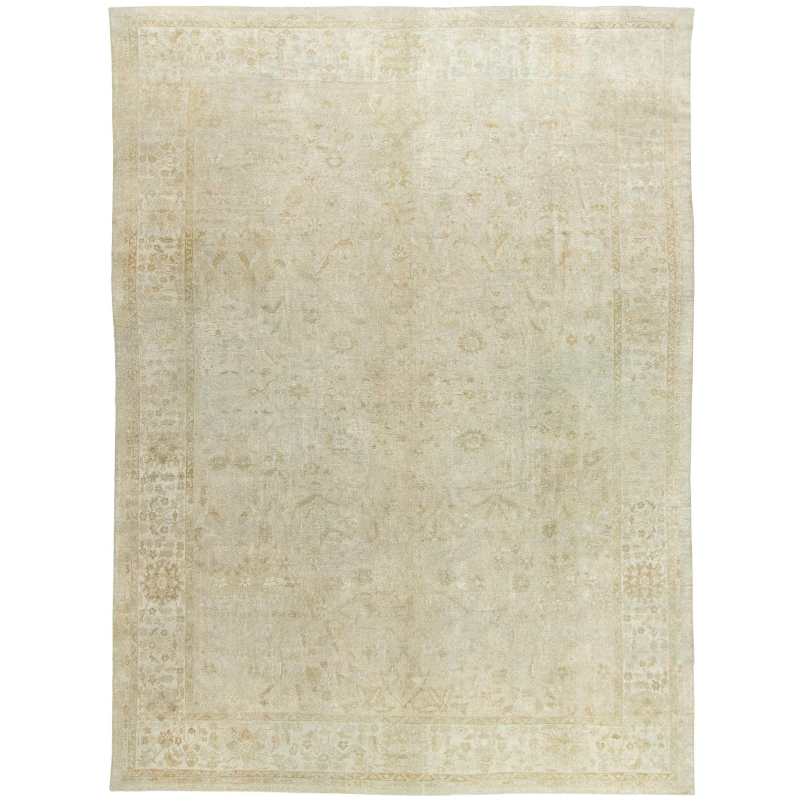 Antiker, gedämpfter, persischer Sultanabad-Wollteppich, handgeknüpft, um 1890, 11' X 15'6 cm im Angebot