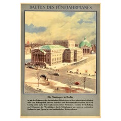 Original Vintage German DDR Propaganda Poster State Opera Berlin Five Year Plan