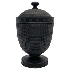 Antique Wedgwood black basalt urn & cover, c. 1800.