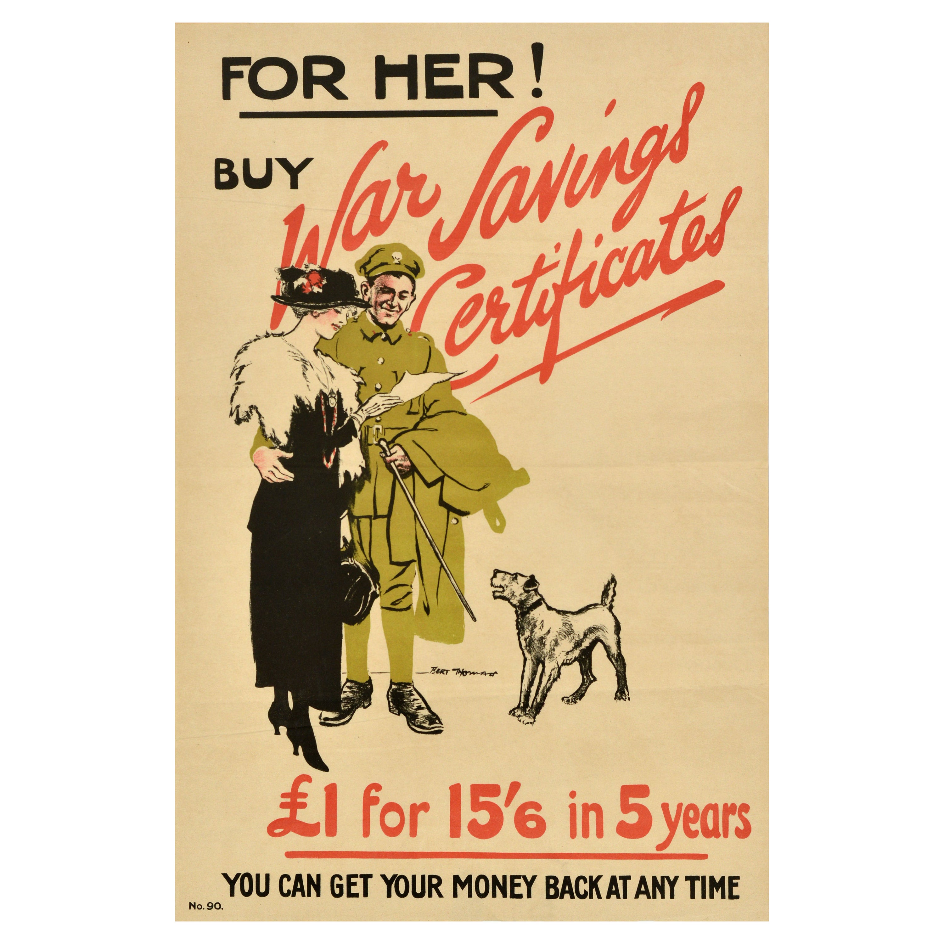 Original Antikes Original-Poster, Kriegs Bonds, War Savings Certificates, kaufen für ihr WWI