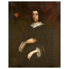 Antique 17th Century English School Portrait of " Elizabeth Kinnersley "