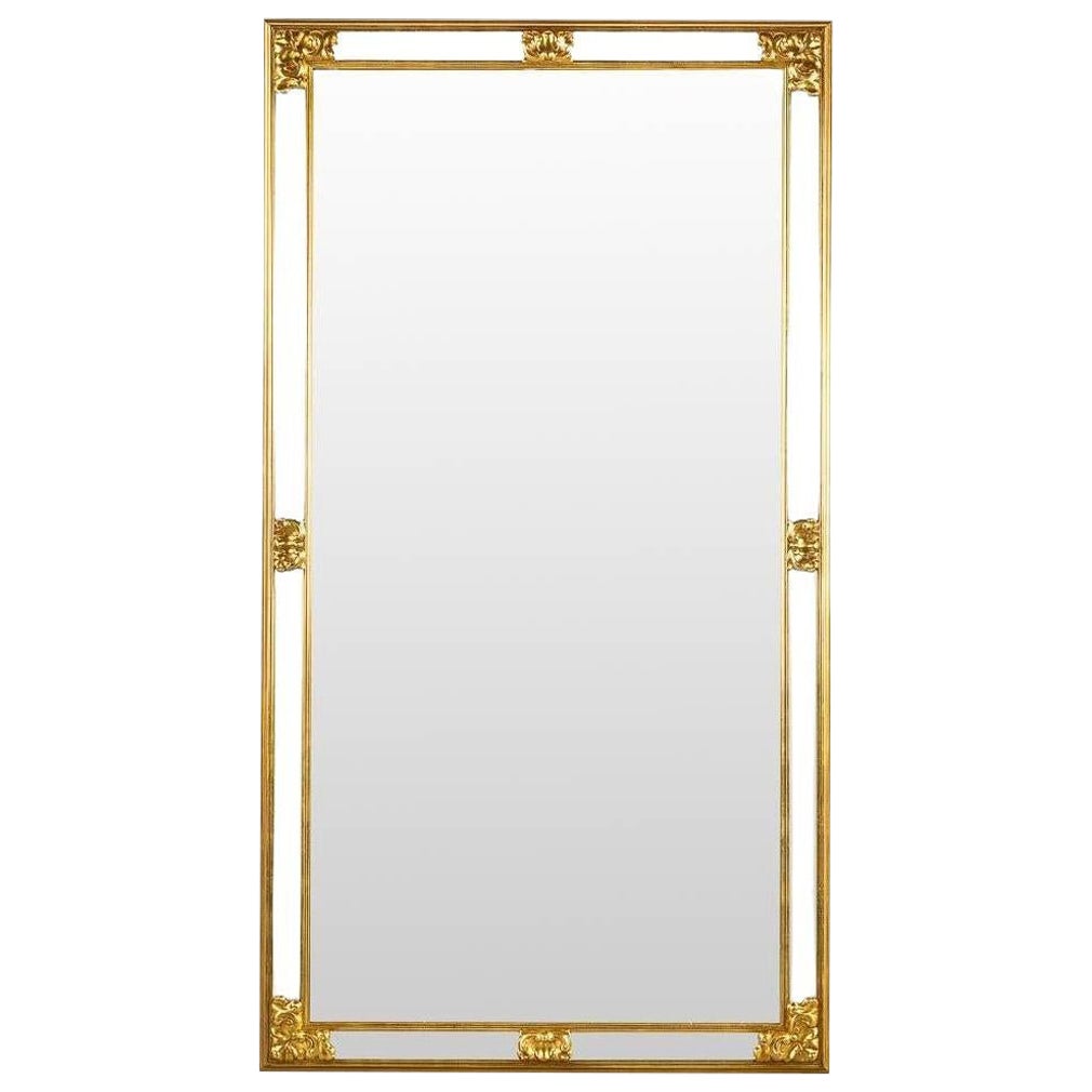 High quality large vintage giltwood floor or wall mirror by Deknudt