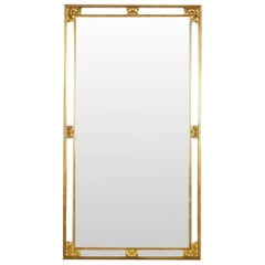 Grande specchio da terra o da parete in legno dorato vintage di alta qualità di Deknudt