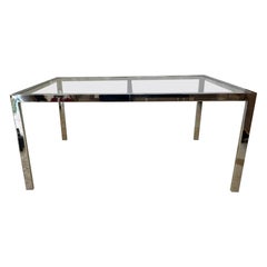 Used Mid-Century Modern Milo Baughman Chrome and Glass Dining Table 