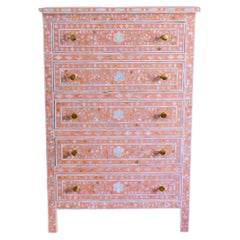 Blush Floral Mother of Pearl Inlay Chest of Drawer