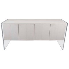 White Python Sideboard with Lucite Side Panels