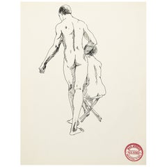Retro Mid 20th Century Nude Study of Man & Woman