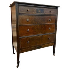 Used Mahogany 3 Drawer Dresser With Secretary Desk Top With Casters.
