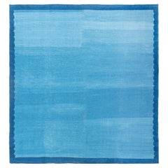 Indischer Dhurrie-Teppich in Blau, Vintage