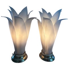 1980 Palm Leaves Table Lamp Rougier Style