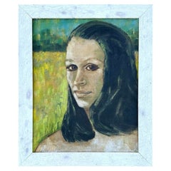 Portrait abstrait vintage de femme en champ