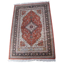 Vintage Persian Iran Tabriz Floral All Over Medallion Wool Area Rug Carpet
