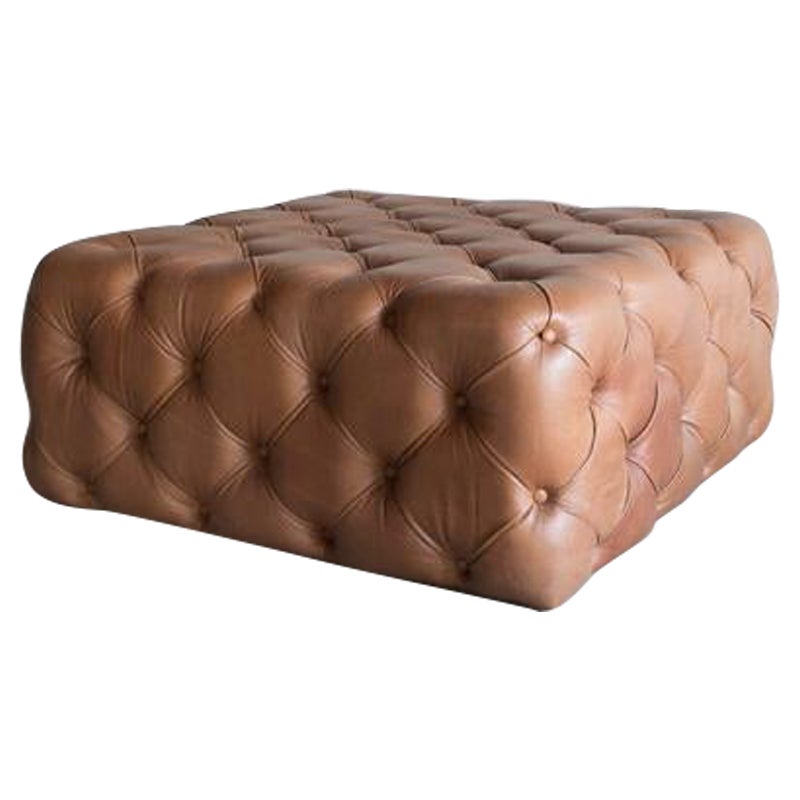 Tufted Leather Upholstery Ottoman by Croft House