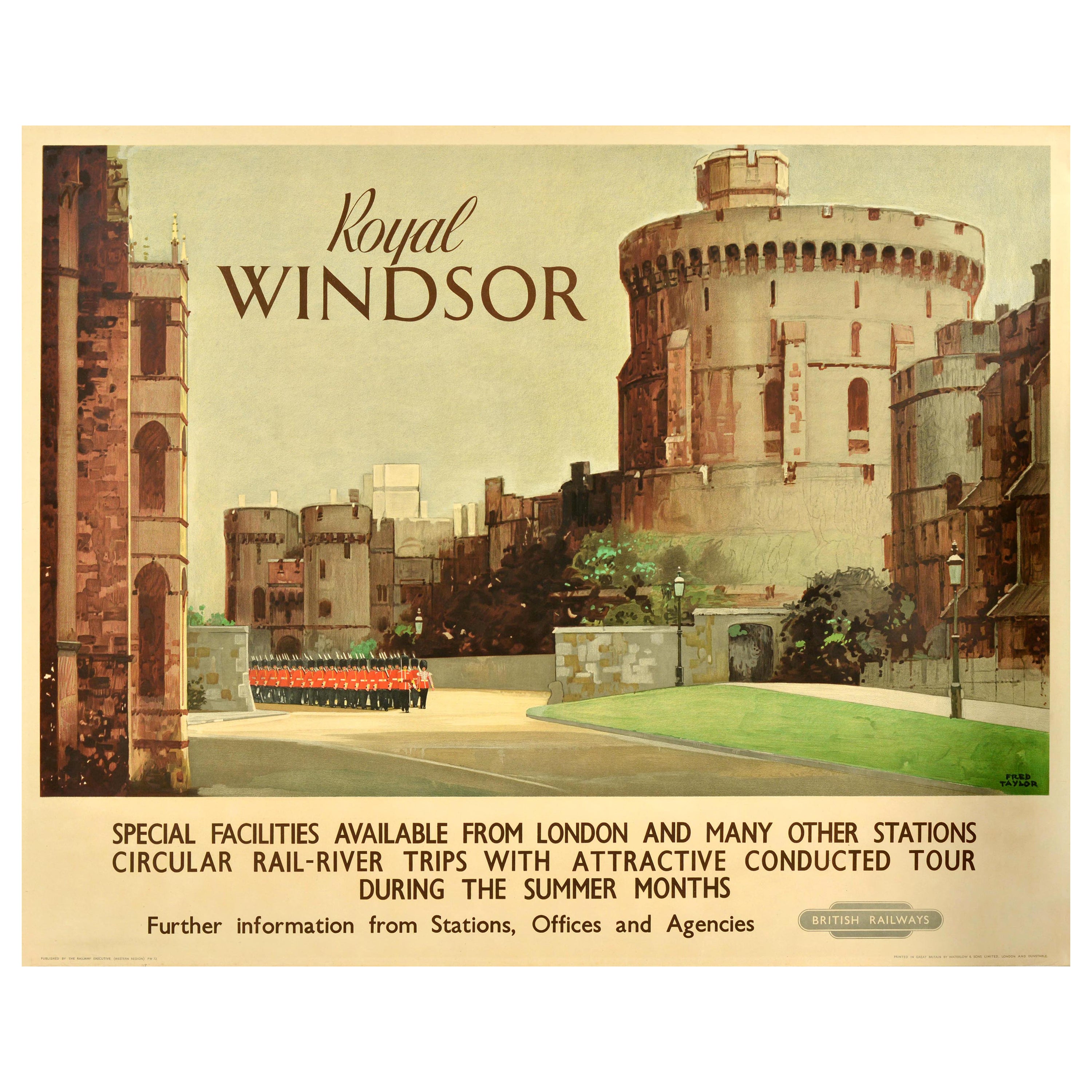 Original Vintage Train Travel Poster Royal Windsor British Railways Fred Taylor
