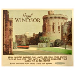 Affiche originale de voyage en train Royal Windsor British Railways Fred Taylor