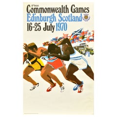 Original Vintage Sport Poster IX British Commonwealth Games Edinburgh Scotland