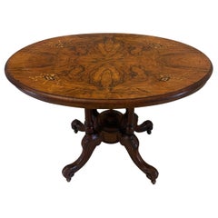 Antike viktorianische Qualität Intarsien Gratnussbaum Oval Mitte Tisch 