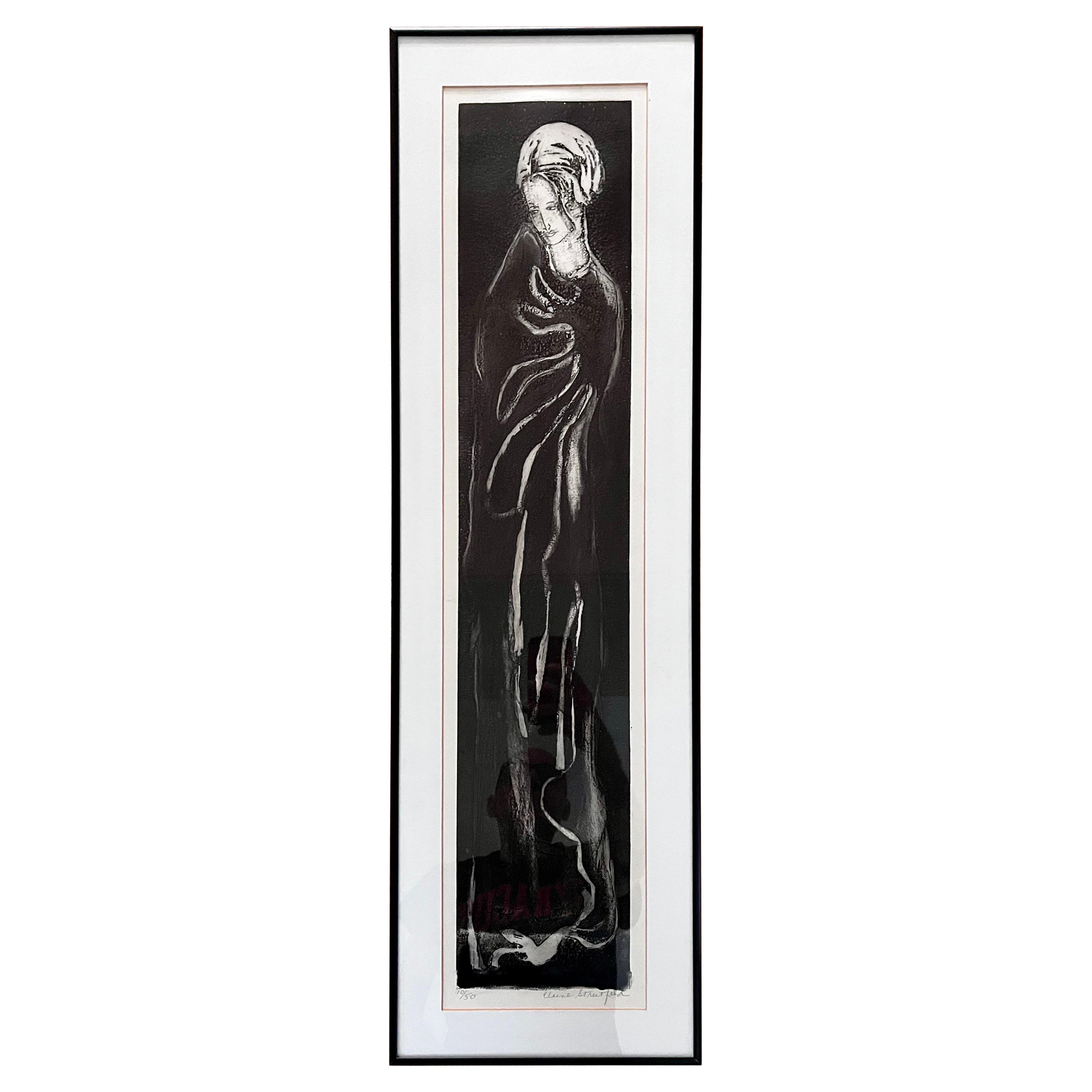 Black & White Print of Female by E. Strectfeld, pencil signed, 10/50