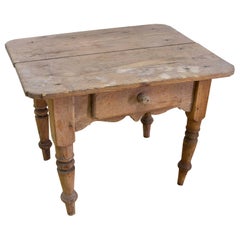 Antique Spanish Pine Side Table with Drawer 