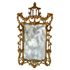 Vintage Chinese Chippendale Style Giltwood Mirror