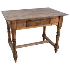 Spanish Wooden Side Table with Drawer