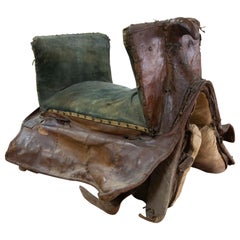 Antique Leather Saddle with Velvet Seat