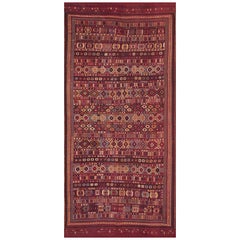 Antique 19th Century Caucasian Silk & Wool Verneh Flat-Weave Carpet