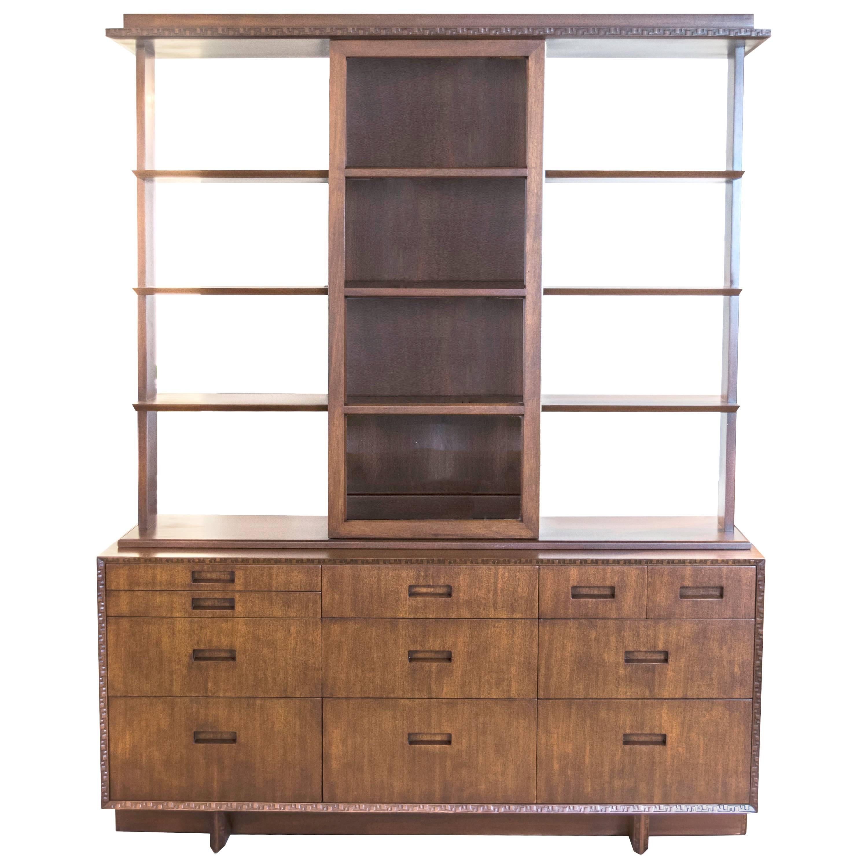 Frank Lloyd Wright for Henredon Credenza with Matching Hutch